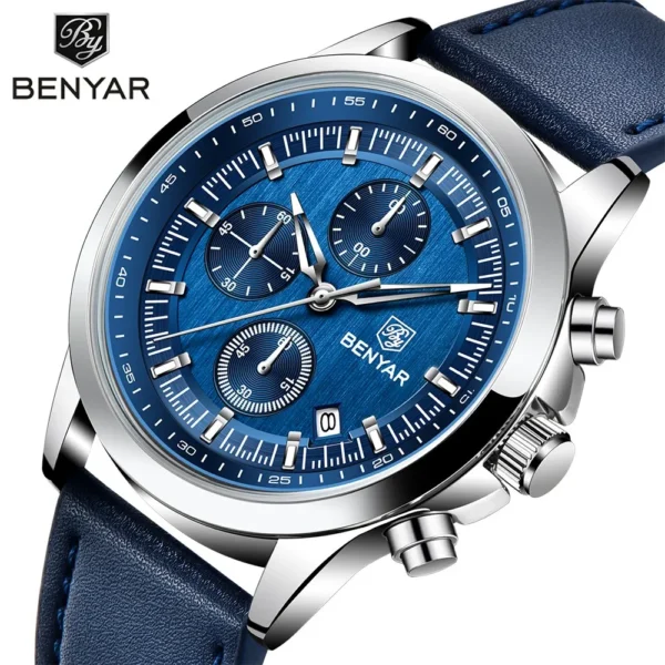 Hafta Bazar by Benyar-5210 Ultrachron Prestige Series wristwatch with a classic black dial, chronograph features, and a premium stainless steel strap.