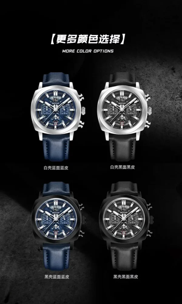 Hafta Bazar by Benyar-5205 Fusion Chrono Signature Series wristwatch featuring a black and silver dial, chronograph subdials, and a polished stainless steel strap.