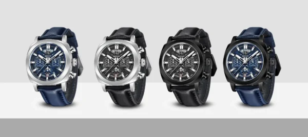 Hafta Bazar by Benyar-5205 Fusion Chrono Signature Series wristwatch featuring a black and silver dial, chronograph subdials, and a polished stainless steel strap.