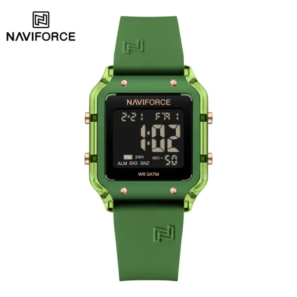 Naviforce NF-6105 SmartAura women’s digital watch with square dial and silicone strap