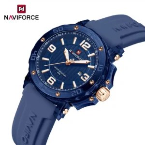 Naviforce NF7125 SoftFlex women’s watch with silicone strap, round dial, and date display.