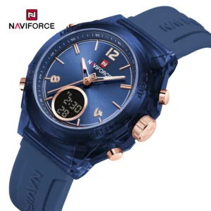 Naviforce NF-7109 Equinox Series watch with dual analog-digital display and soft silicone strap.