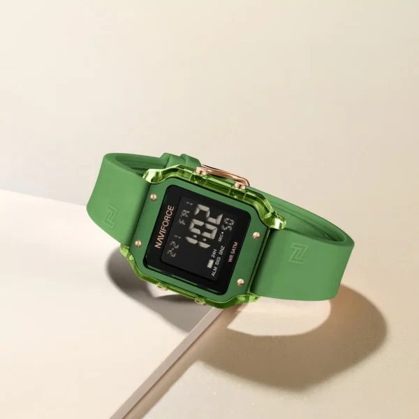 Naviforce NF-6105 SmartAura women’s digital watch with square dial and silicone strap