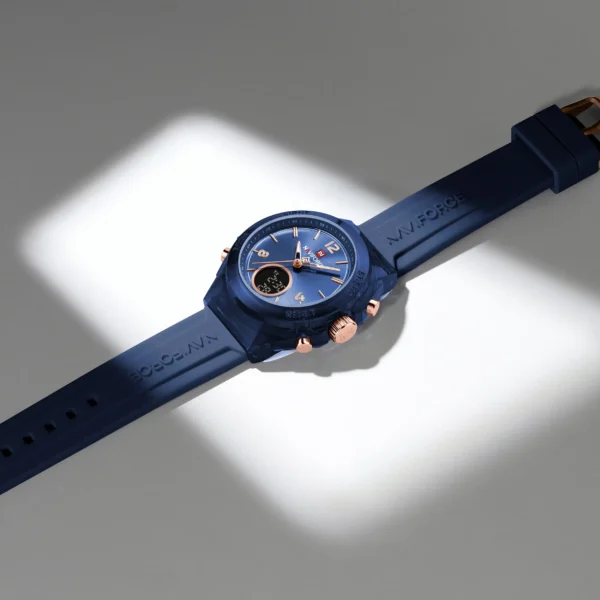 Naviforce NF-7109 Equinox Series watch with dual analog-digital display and soft silicone strap.