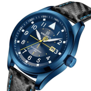 Naviforce NF-8022 Executive Date Edition men’s quartz watch with leather strap, round dial, and date display.