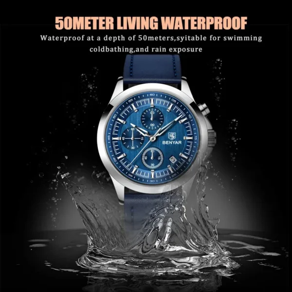 Hafta Bazar by Benyar-5210 Ultrachron Prestige Series wristwatch with a classic black dial, chronograph features, and a premium stainless steel strap.