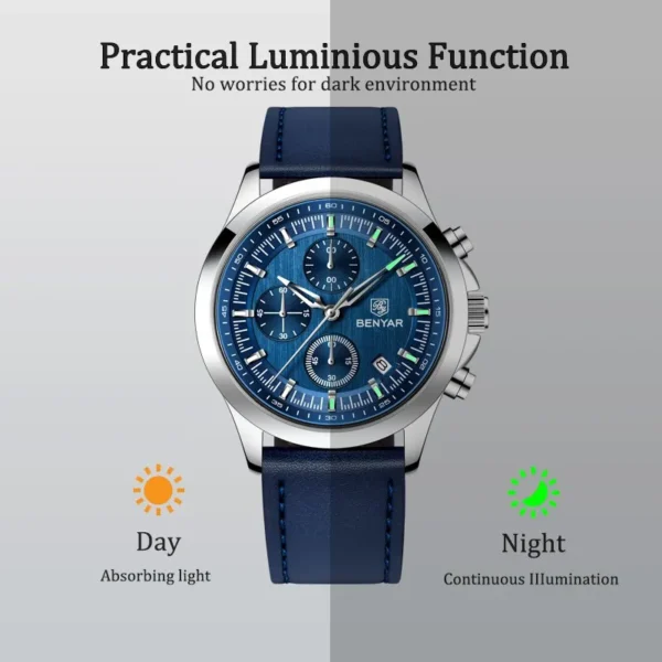 Hafta Bazar by Benyar-5210 Ultrachron Prestige Series wristwatch with a classic black dial, chronograph features, and a premium stainless steel strap.