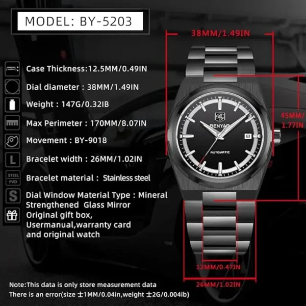 Hafta Bazar by Benyar 5203 Luxe Premium Series black watch