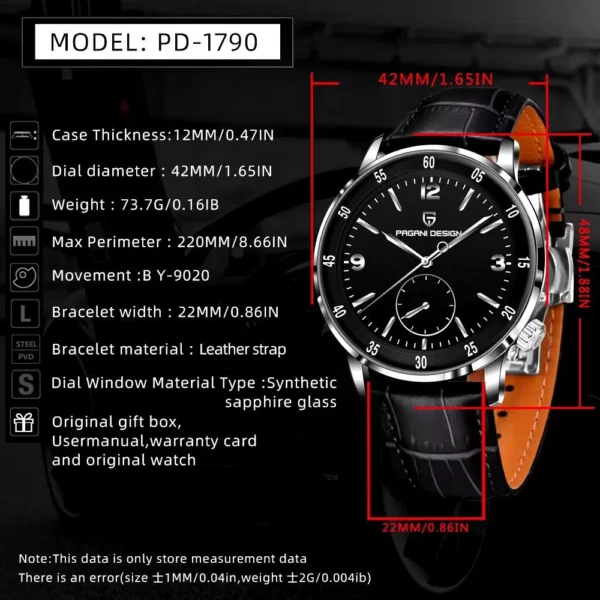 Hafta Bazaar by Pagani Design PD-1790 Down Second Series watch featuring a classic dial with a down-second subdial, stainless-steel case, and refined minimalist design.