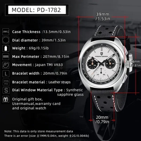 Hafta Bazaar by Pagani Design 1782 Classic Heritage Series watch with a refined stainless-steel case, elegant dial layout, and vintage-inspired aesthetics.