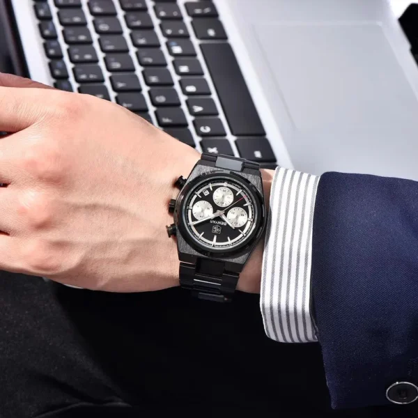 Hafta bazar by Benyar-5204 Chronograph Prestige Series wristwatch with a detailed chronograph dial, bold markers, and a polished stainless steel strap.