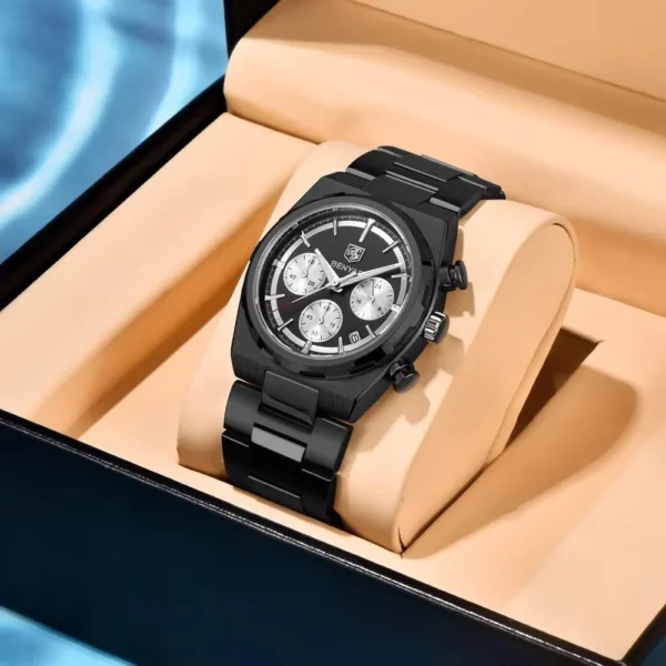 Hafta bazar by Benyar-5204 Chronograph Prestige Series wristwatch with a detailed chronograph dial, bold markers, and a polished stainless steel strap.