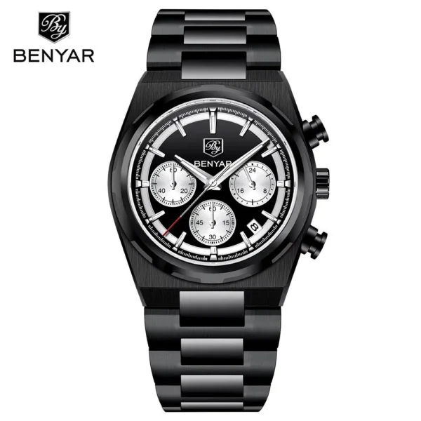 Hafta bazar by Benyar-5204 Chronograph Prestige Series wristwatch with a detailed chronograph dial, bold markers, and a polished stainless steel strap.