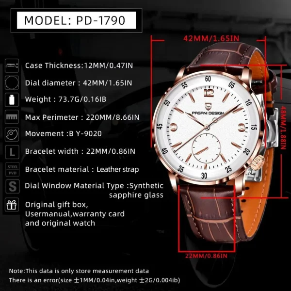 Hafta Bazaar by Pagani Design PD-1790 Down Second Series watch featuring a classic dial with a down-second subdial, stainless-steel case, and refined minimalist design.