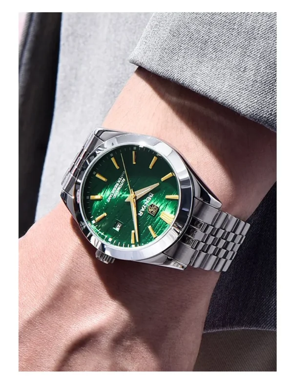 Hafta Bazar by Benyar-5208 Signature Automatic Elite Series watch with an open-heart automatic movement, textured dial, and a stainless steel strap.