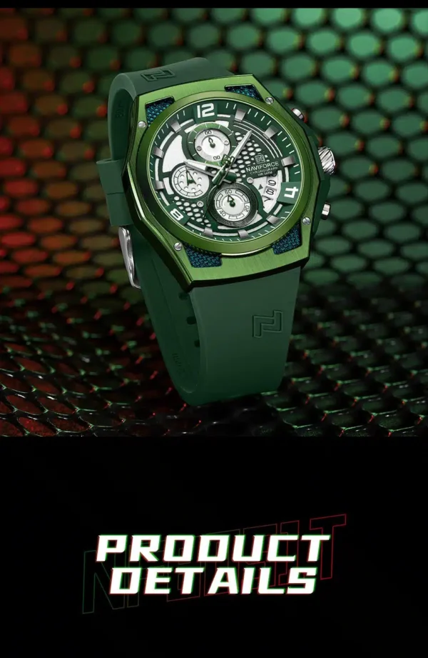 “Naviforce NF-8051T Crusader men’s chronograph watch with a bold 44mm dial, alloy case, textured sporty design, and silicone strap.”