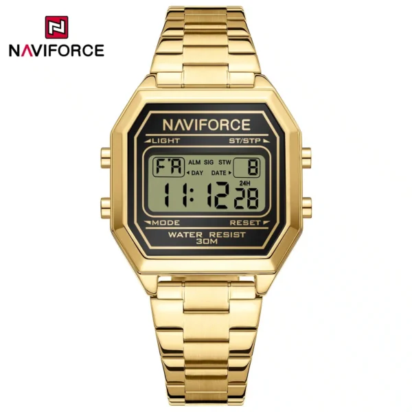 Hafta Bazaar Naviforce NF 5063 Retro Digital Lady Watch with rectangular display and digital time screen for women