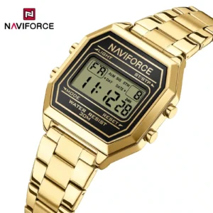 Hafta Bazaar Naviforce NF 5063 Retro Digital Lady Watch with rectangular display and digital time screen for women