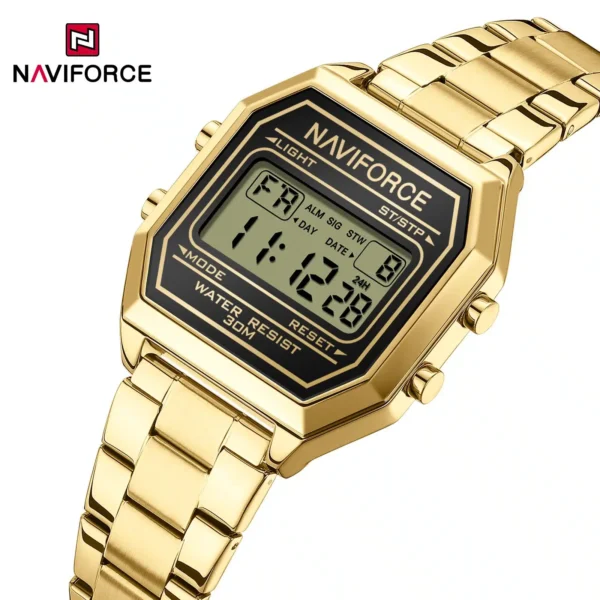 Hafta Bazaar Naviforce NF 5063 Retro Digital Lady Watch with rectangular display and digital time screen for women