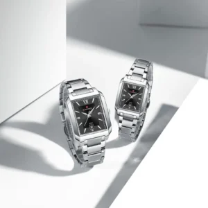 Hafta Bazaar by Naviforce 9251 Harmony Series couple watches featuring matching stainless-steel designs, minimalist dials, and elegant dual-tone styling.