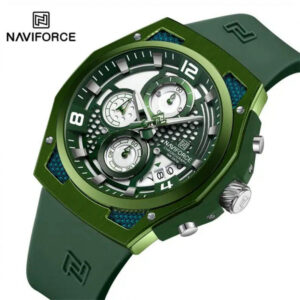 “Naviforce NF-8051T Crusader men’s chronograph watch with a bold 44mm dial, alloy case, textured sporty design, and silicone strap.”