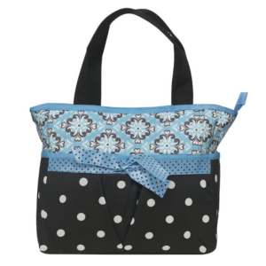 Hafta Bazaar by “Blue polka dot premium baby diaper tote bag with spacious compartments for baby essentials.”