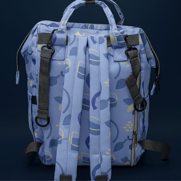 Hafta Bazaar by “Baby Care Mother Bag Pack with multiple compartments designed for hands-free carrying of baby essentials.”