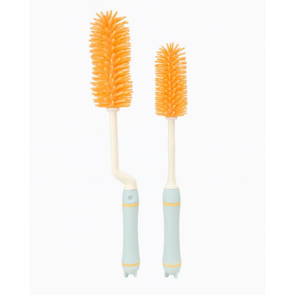 Hafta Bazaar by 6-in-1 silicone baby bottle cleaning brush set with stand, including bottle brush, nipple brush, straw cleaner, and accessory tools.