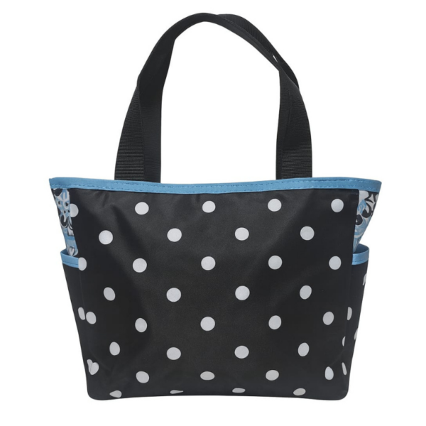 Hafta Bazaar by “Blue polka dot premium baby diaper tote bag with spacious compartments for baby essentials.”
