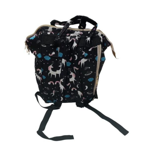 Hafta Bazaar by “Baby Care Mother Bag Pack with multiple compartments designed for hands-free carrying of baby essentials.”