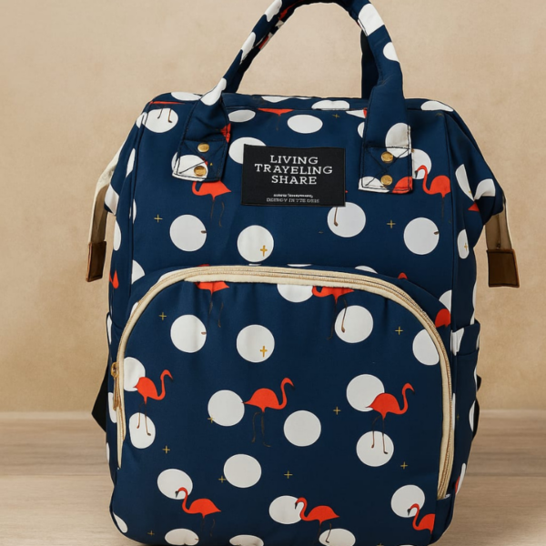 Hafta Bazaar by “Baby Care Mother Bag Pack with multiple compartments designed for hands-free carrying of baby essentials.”