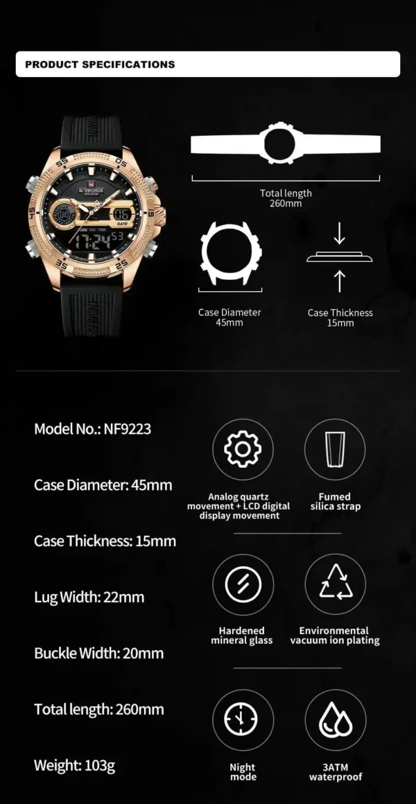 Hafta Bazaar by “Naviforce NF-9223 Dual Mastery men’s analog-digital multifunction watch.”