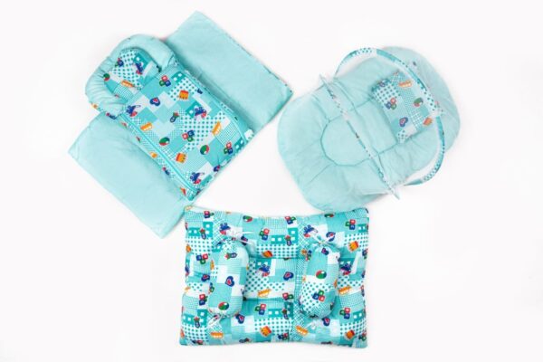 Hafta Bazaar by 8-piece newborn baby bedding set with carry nest, pillow, bolsters, quilt, and soft bedding accessories.