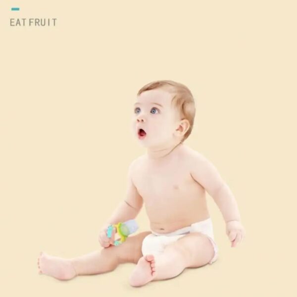 Hafta Bazaar by “Baby rattle fruit pacifier made with soft silicone for safe feeding, teething, and playful sound.”
