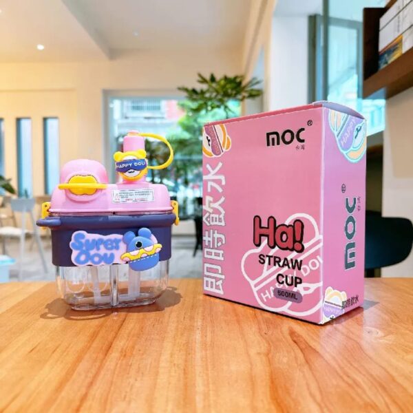 Hafta Bazaar by “Double drinking straw cup water bottle beaker with spill-resistant lid for kids.”