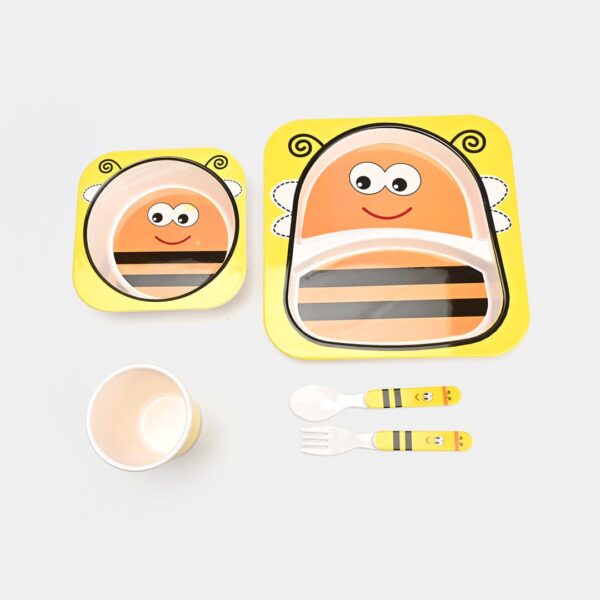 Hafta Bazaar by “5 pieces kids dinner set including plate, bowl, cup, spoon and fork made from safe BPA-free material.”