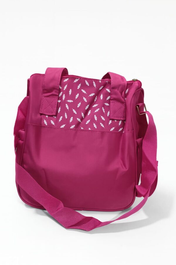 Hafta Bazaar by “Welcome Baby pink small diaper bag with cute teddy embroidery, ideal for carrying baby essentials.”