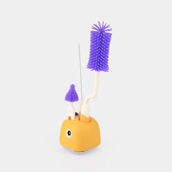 Hafta Bazaar by 3-in-1 baby bottle cleaning brush set in cute dino design with bottle brush, nipple brush, and straw cleaner.