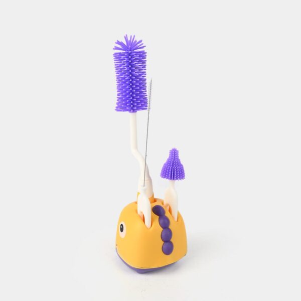 Hafta Bazaar by 3-in-1 baby bottle cleaning brush set in cute dino design with bottle brush, nipple brush, and straw cleaner.