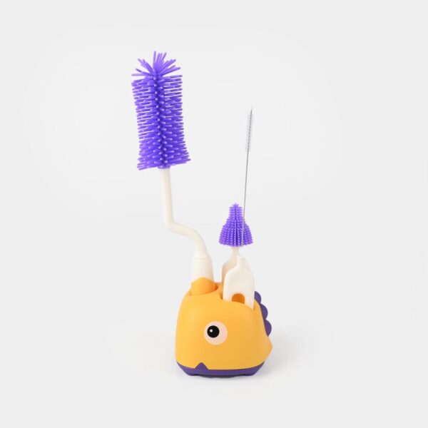 Hafta Bazaar by 3-in-1 baby bottle cleaning brush set in cute dino design with bottle brush, nipple brush, and straw cleaner.