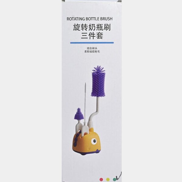 Hafta Bazaar by 3-in-1 baby bottle cleaning brush set in cute dino design with bottle brush, nipple brush, and straw cleaner.