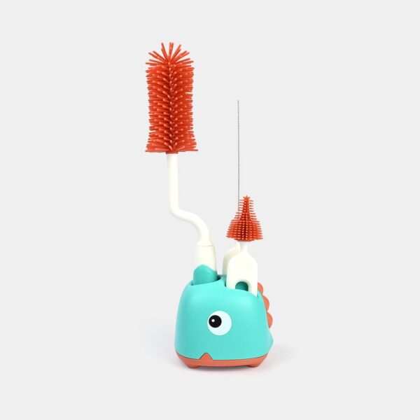 Hafta Bazaar by 3-in-1 baby bottle cleaning brush set in cute dino design with bottle brush, nipple brush, and straw cleaner.