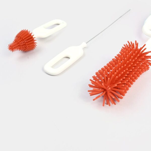 Hafta Bazaar by 3-in-1 baby bottle cleaning brush set in cute dino design with bottle brush, nipple brush, and straw cleaner.