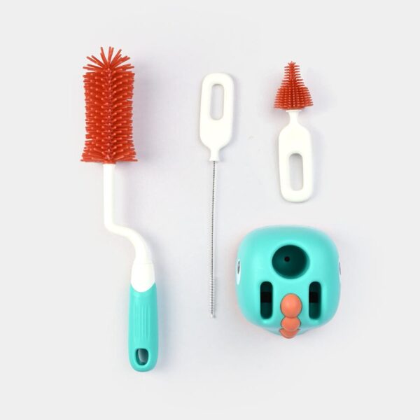 Hafta Bazaar by 3-in-1 baby bottle cleaning brush set in cute dino design with bottle brush, nipple brush, and straw cleaner.