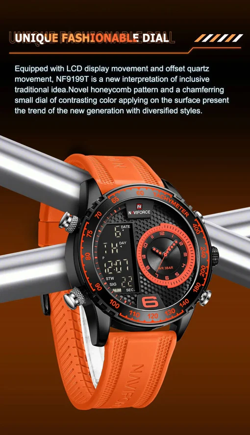 Hafta Bazaar by Naviforce 9199T analog-digital men’s sports watch with TPU strap and dual time display.