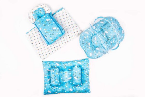 Hafta Bazaar by 8-piece newborn baby bedding set with carry nest, pillow, bolsters, quilt, and soft bedding accessories.