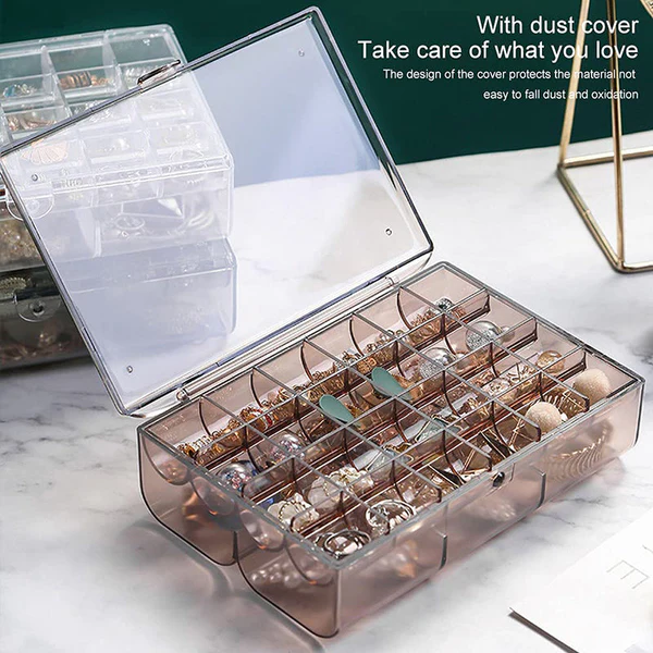hafta bazaar by Rectangle transparent jewellery organizer with multiple layers for accessory storage.
