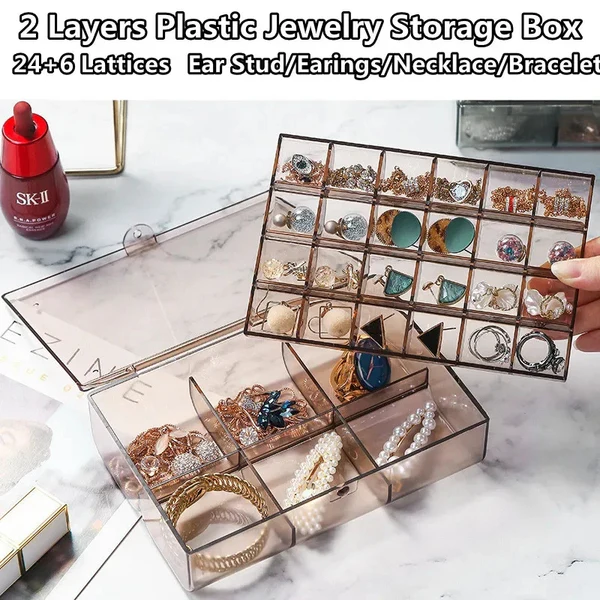 hafta bazaar by Rectangle transparent jewellery organizer with multiple layers for accessory storage.
