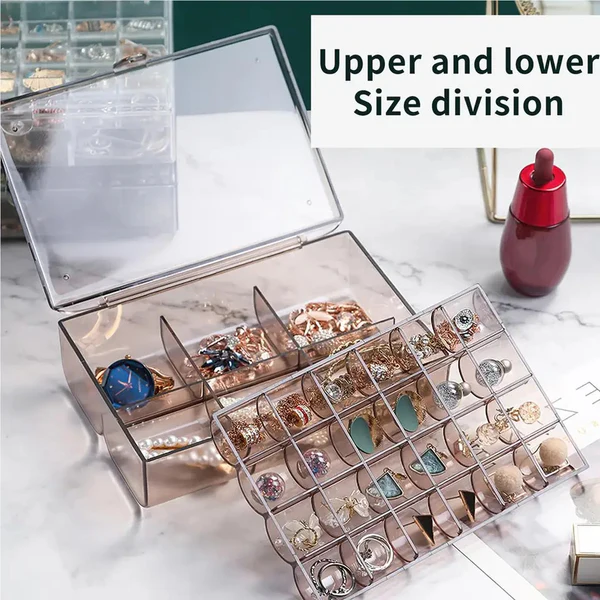 hafta bazaar by Rectangle transparent jewellery organizer with multiple layers for accessory storage.