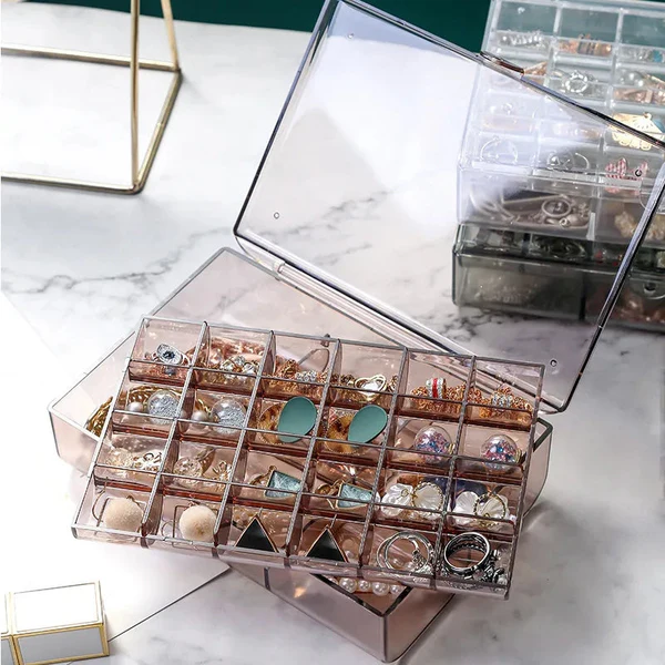hafta bazaar by Rectangle transparent jewellery organizer with multiple layers for accessory storage.